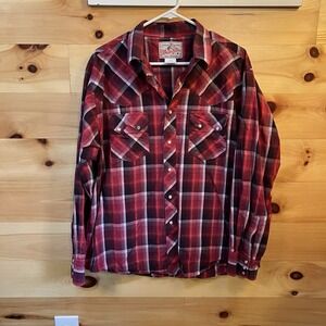 Wrangler Western Plaid Pearl Snap Long Sleeve Shirt Men's L/G G